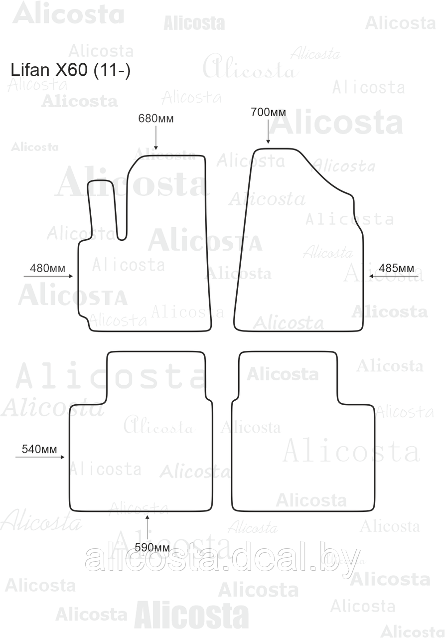ЭВА автоковрики Lifan X60 (11-) Салон, Шестиугольник, Черный - фото 1 - id-p199189013