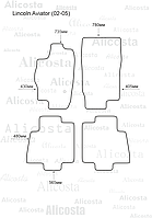 ЭВА автоковрики Lincoln Aviator (02-05) Салон, Шестиугольник, Серый