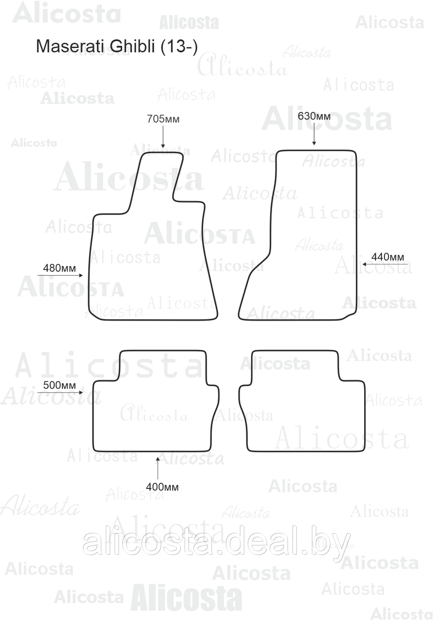 ЭВА автоковрики Maserati Ghibli (13-) Салон, Ромб, Черный - фото 1 - id-p199189059