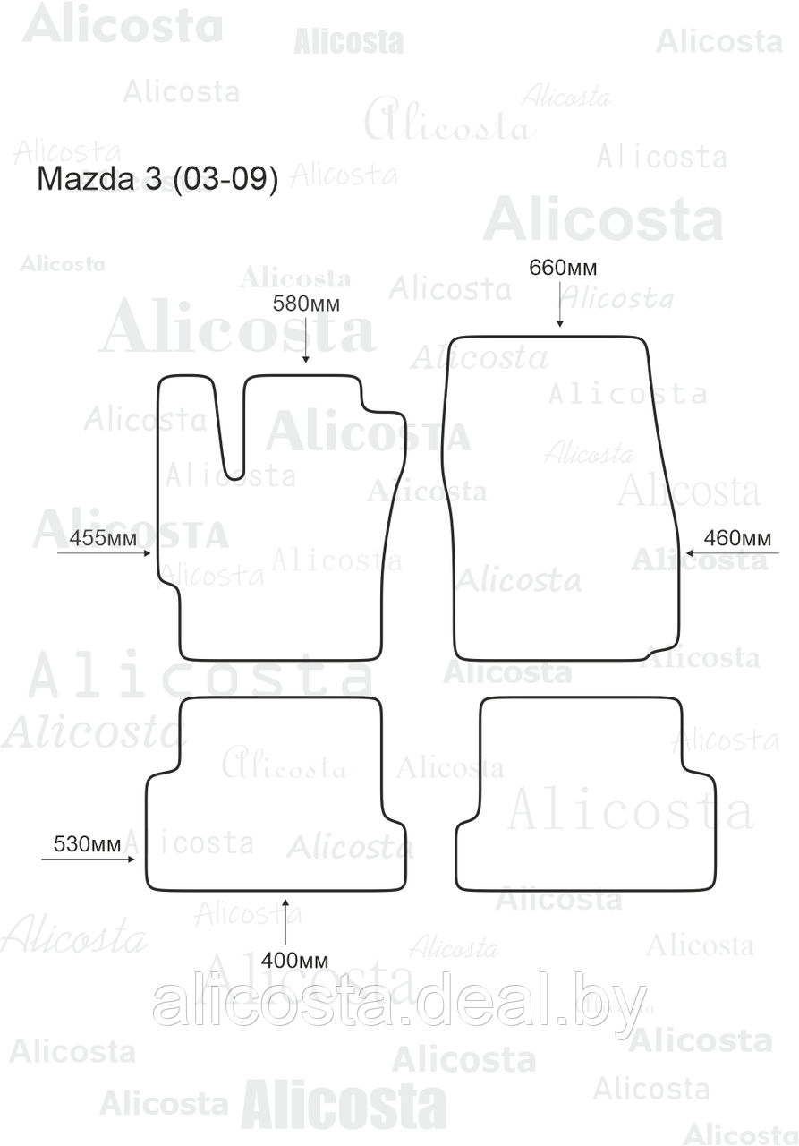 Ворсовые автоковрики Mazda 3 (03-09) Салон, Premium, Черный - фото 1 - id-p199189107