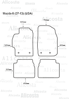 ЭВА автоковрики Mazda 6 (07-13) (USA) Салон, Ромб, Черный