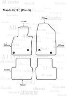 ЭВА автоковрики Mazda 6 (12-) (Combi) Салон, Шестиугольник, Черный