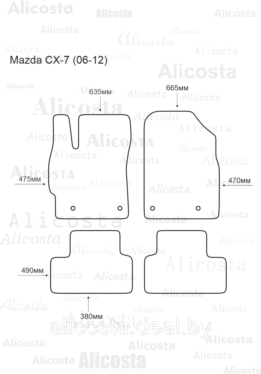 Ворсовые автоковрики Mazda CX-7 (06-12) Салон, Premium, Черный - фото 1 - id-p199189332