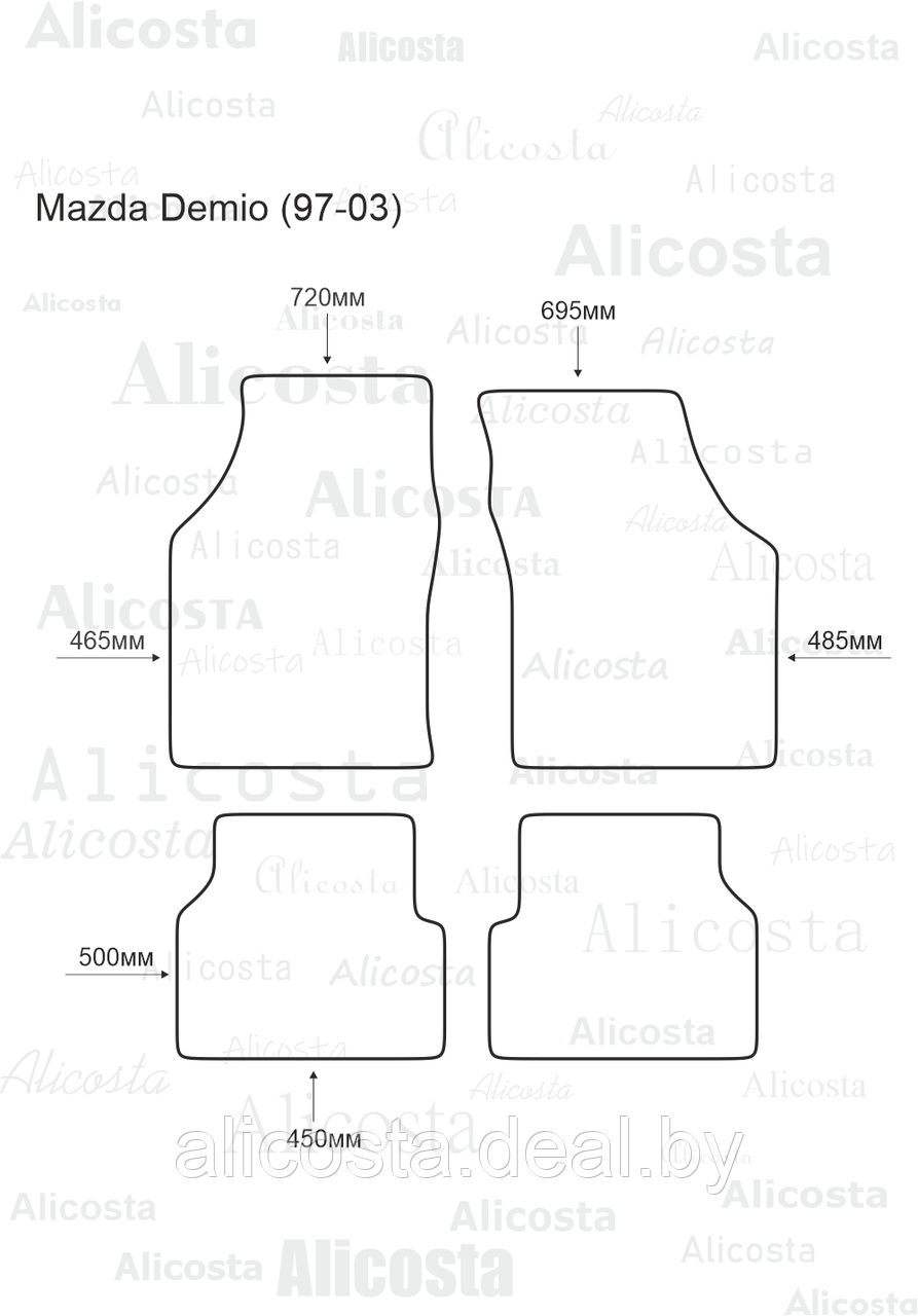 Ворсовые автоковрики Mazda Demio (97-03) Салон, Standart, Черный - фото 1 - id-p199189388