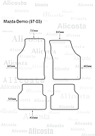 Ворсовые автоковрики Mazda Demio (97-03) Салон, Standart, Серый