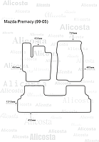 ЭВА автоковрики Mazda Premacy (99-05) Салон, Шестиугольник, Черный