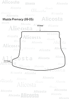ЭВА автоковрик Mazda Premacy (99-05) Багажник, Шестиугольник, Черный