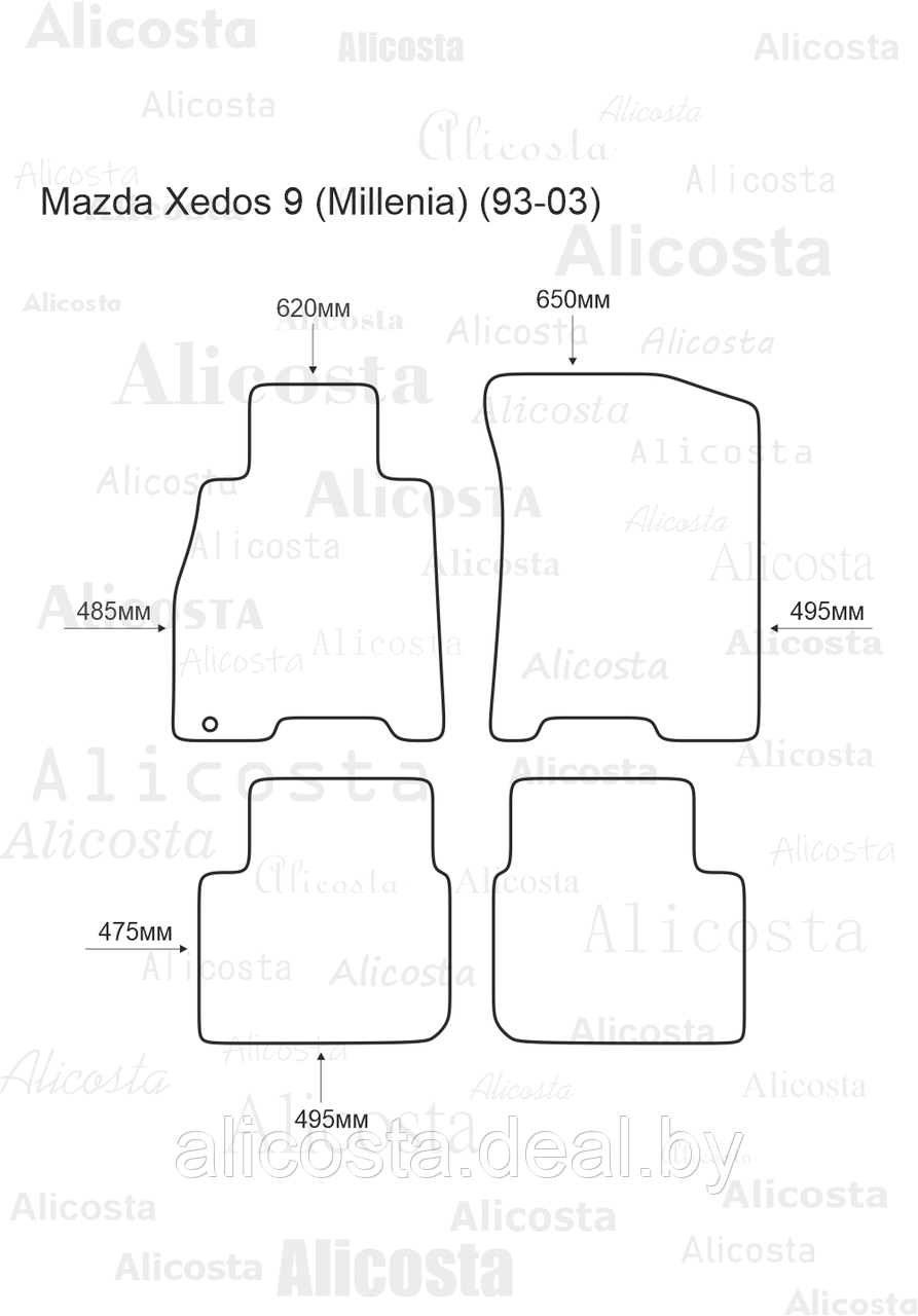 Ворсовые автоковрики Mazda Xedos 9 (Millenia) (93-03) Салон, Premium, Черный - фото 1 - id-p199189440