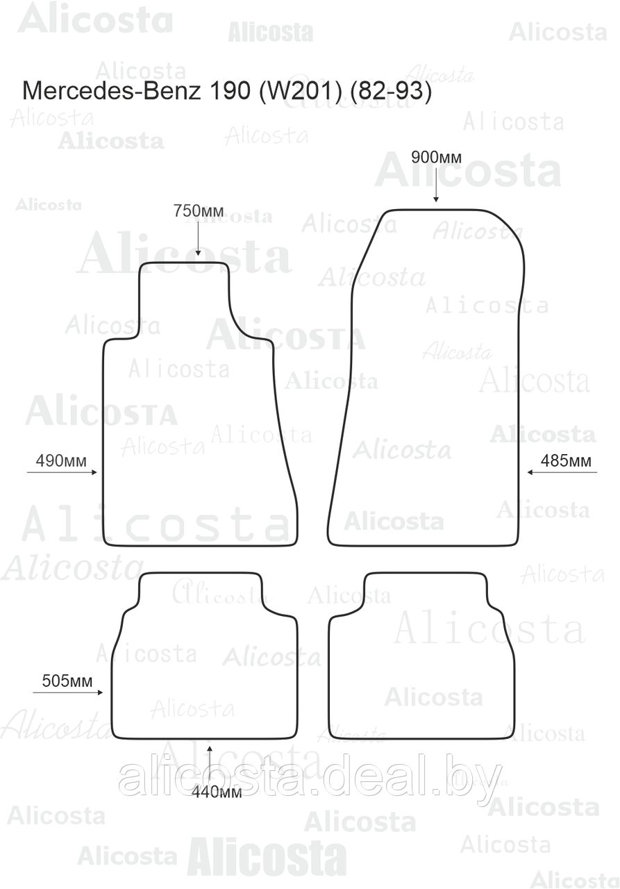 Ворсовые автоковрики Mercedes-Benz 190 (W201) (82-93) Салон, Premium, Бежевый - фото 1 - id-p199189450