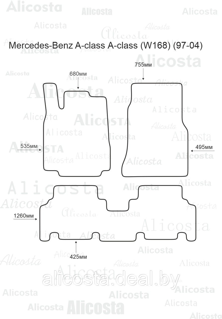 Ворсовые автоковрики Mercedes-Benz A-class (W168) (97-04) Салон, Premium, Бежевый - фото 1 - id-p199189468