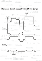 Ворсовые автоковрики Mercedes-Benz A-class (W168) (97-04) (Long) Салон, Premium, Черный