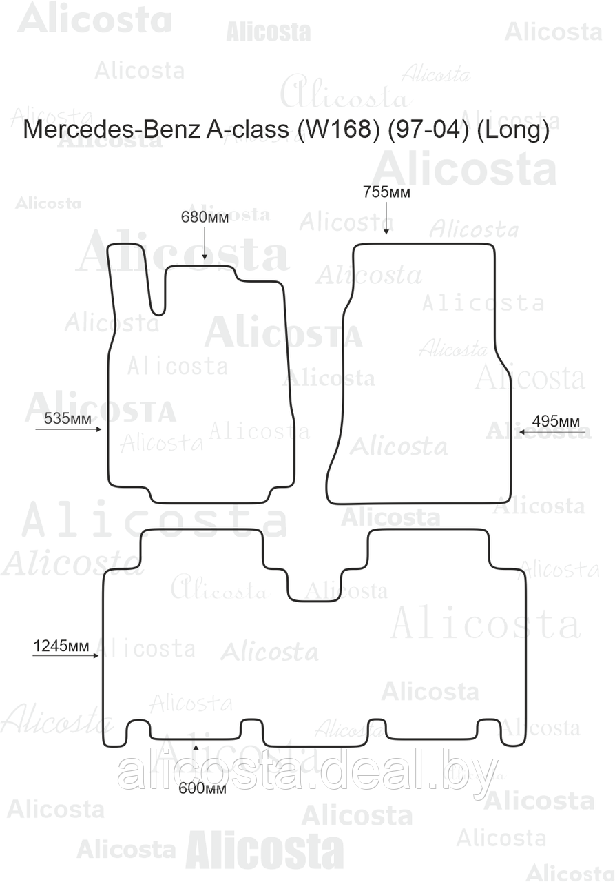 ЭВА автоковрики Mercedes-Benz A-class (W168) (97-04) (Long) Салон, Ромб, Серый - фото 1 - id-p199189483