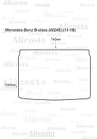 Ворсовый автоковрик Mercedes-Benz B-class (W246) (11-18) Багажник, Premium, Черный