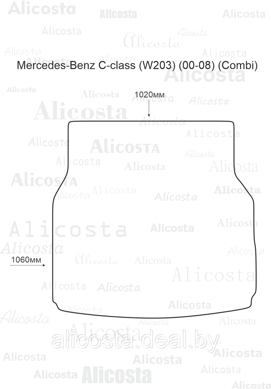 ЭВА автоковрик Mercedes-Benz C-class (W203) (00-08) (Combi) Багажник, Шестиугольник, Черный - фото 1 - id-p199189599