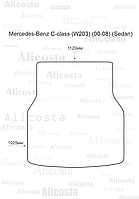 ЭВА автоковрик Mercedes-Benz C-class (W203) (00-08) (Sedan) Багажник, Шестиугольник, Черный