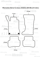 Ворсовые автоковрики Mercedes-Benz C-class (W203) (00-08) (4-matic) Салон, Premium, Черный