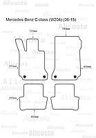 Ворсовые автоковрики Mercedes-Benz C-class (W204) (06-15) Салон, Standart, Черный