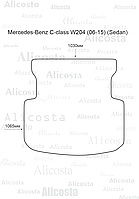 Ворсовый автоковрик Mercedes-Benz C-class (W204) (06-15) (Sedan) Багажник, Premium, Черный