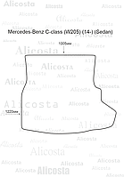 Ворсовый автоковрик Mercedes-Benz C-class (W205) (14-) (Sedan) Багажник, Premium, Черный