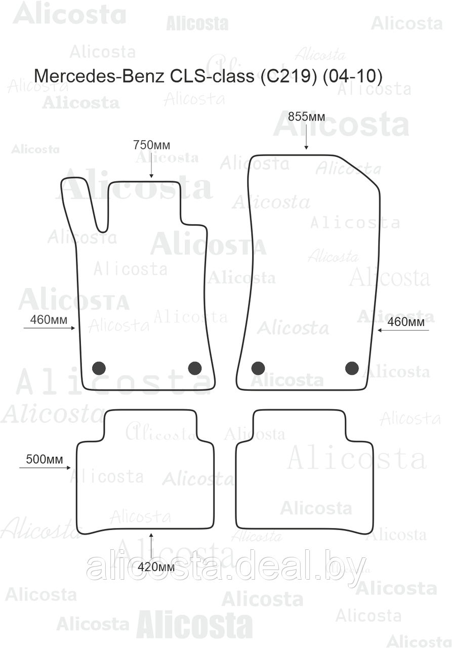 Ворсовые автоковрики Mercedes-Benz CLS-class (C219) (04-10) Салон, Premium, Черный - фото 1 - id-p199189739