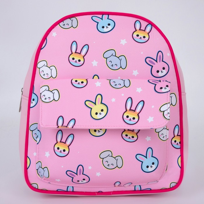 Рюкзак детский текстильный, с карманом «Зайчики», 27×23×10 см - фото 2 - id-p199280953