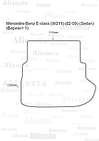Ворсовый автоковрик Mercedes-Benz E-class (W211) (02-09) (Sedan) Багажник (Вариант 1), Premium, Черный