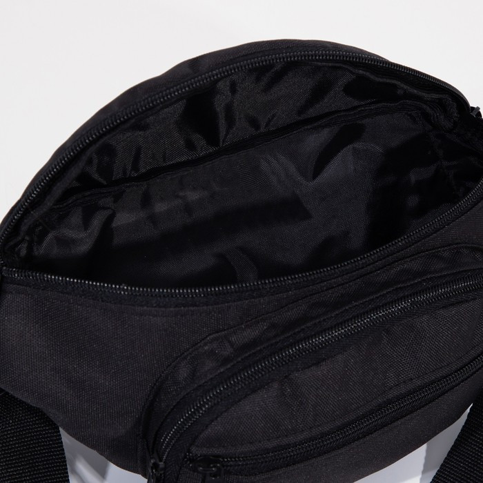 Поясная сумка на молнии, 1 отдел, 2 наружных кармана, регулируемый ремень, цвет чёрный - фото 5 - id-p199284176