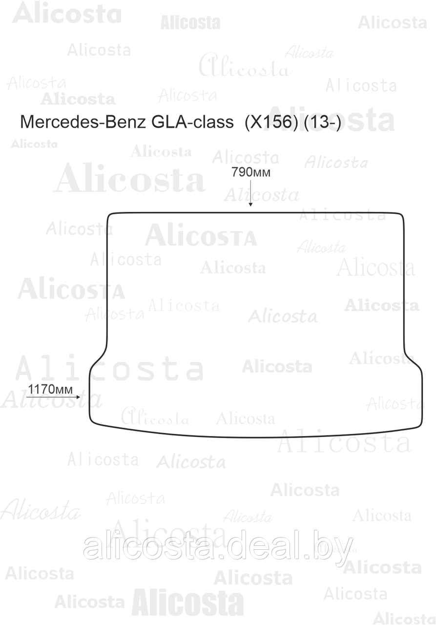 Ворсовый автоковрик Mercedes-Benz GLA-class (X156) (13-) Багажник, Standart, Черный - фото 1 - id-p199189957