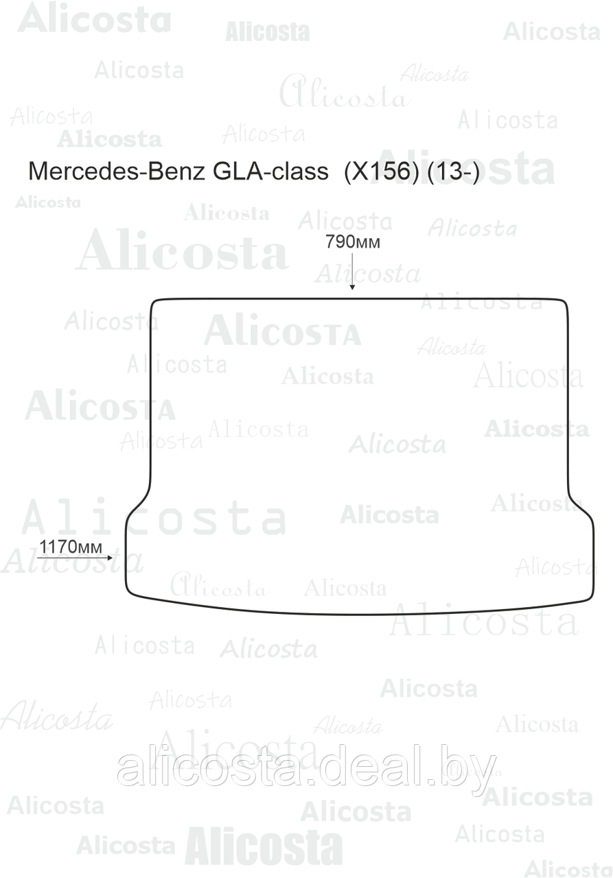 ЭВА автоковрик Mercedes-Benz GLA-class (X156) (13-) Багажник, Ромб, Черный - фото 1 - id-p199189961