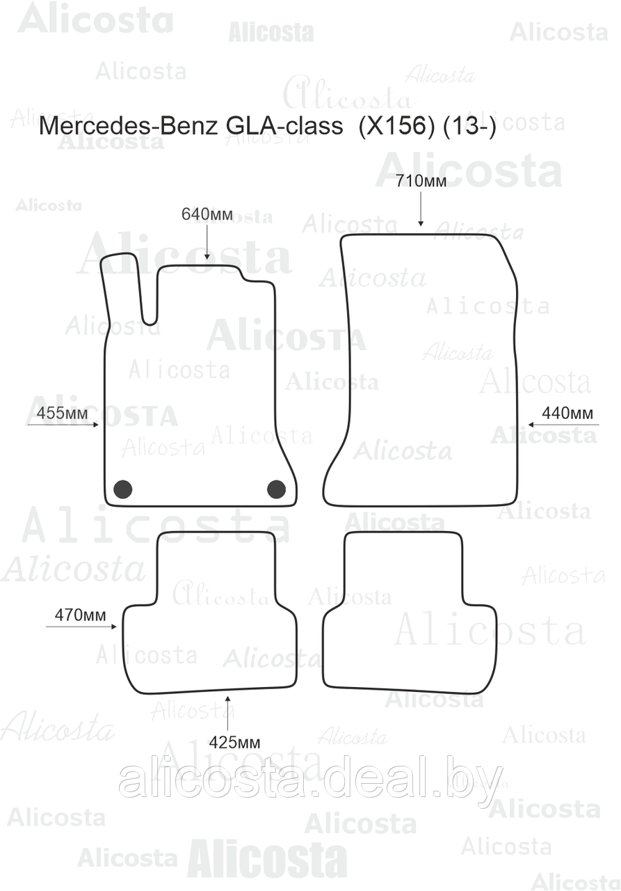 Ворсовые автоковрики Mercedes-Benz GLA-class (X156) (13-) Салон, Standart, Черный - фото 1 - id-p199189966