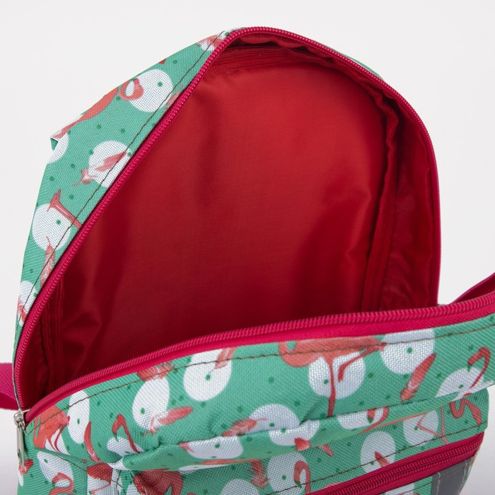 Рюкзак на молнии, наружный карман, светоотражающая полоса, цвет бирюзовый/розовый - фото 4 - id-p199281032