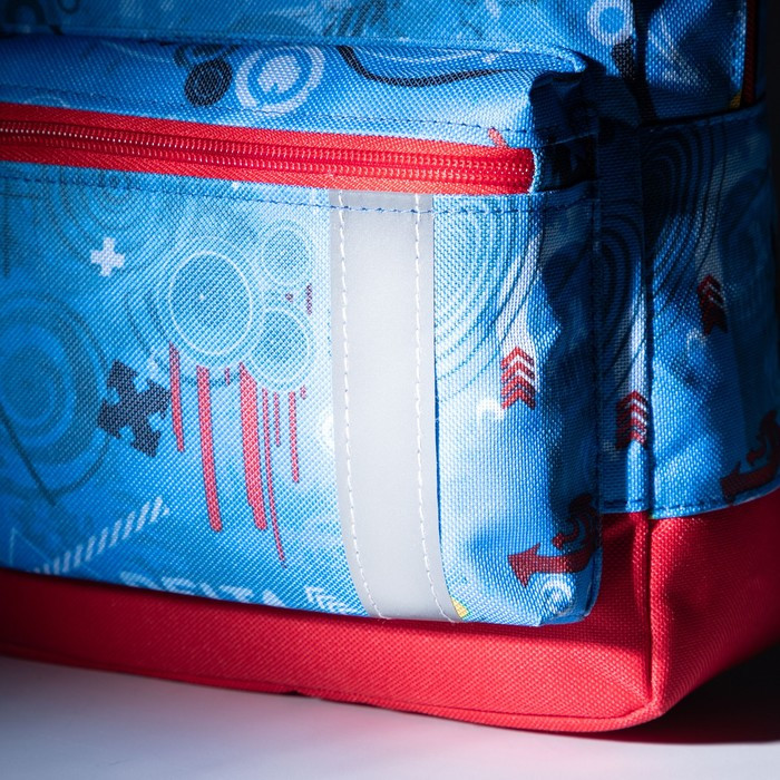 Рюкзак на молнии, наружный карман, светоотражающая полоса, цвет голубой - фото 4 - id-p199281056