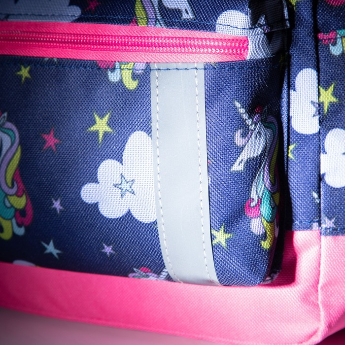 Рюкзак на молнии, наружный карман, светоотражающая полоса, цвет синий - фото 4 - id-p199281059