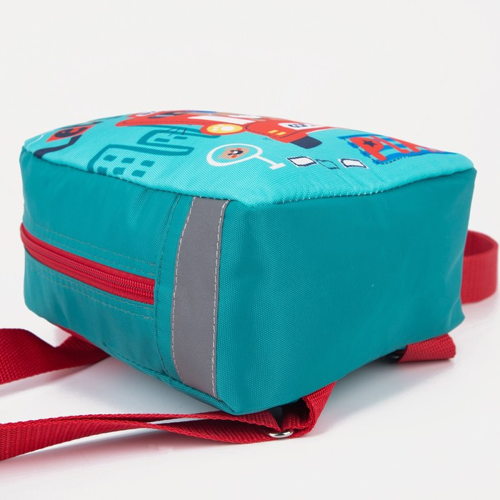 Рюкзак детский на молнии, светоотражающая полоса, цвет бирюзовый - фото 3 - id-p199281072
