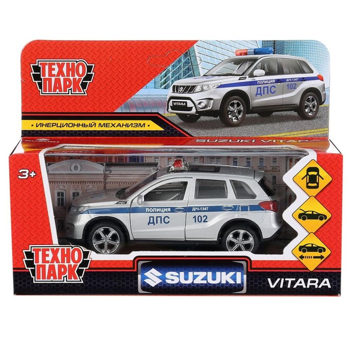 Машина металлическая «Suzuki Vitara полиция», 12 см, открываются двери и багажник, цвет серебристый - фото 2 - id-p199292005