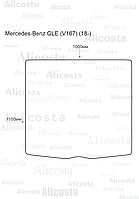 ЭВА автоковрик Mercedes-Benz GLE-class (V167) (18-) Багажник, Шестиугольник, Серый