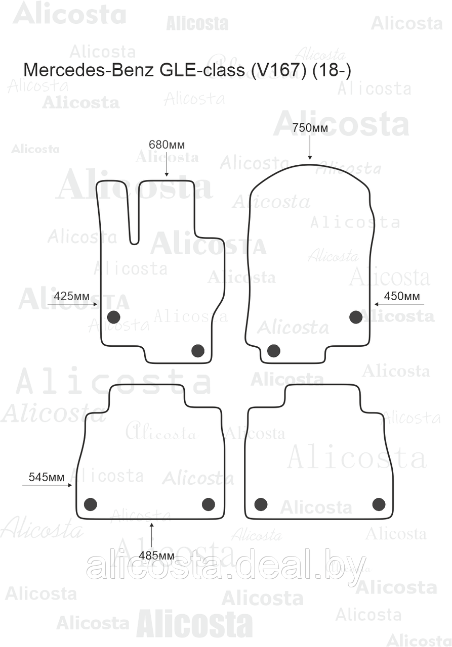 Ворсовые автоковрики Mercedes-Benz GLE-class (V167) (18-) Салон, Premium, Черный - фото 1 - id-p199190099