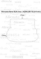 Ворсовый автоковрик Mercedes-Benz GLK-class (X204) (08-15) (4-matic) Багажник, Premium, Черный