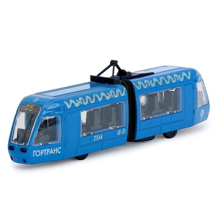 Трамвай металлический с гармошкой 19 см, световые и звуковые эффекты, инерционный - фото 4 - id-p199292022