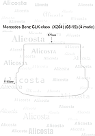 Ворсовый автоковрик Mercedes-Benz GLK-class (X204) (08-15) (4-matic) Багажник, Standart, Черный