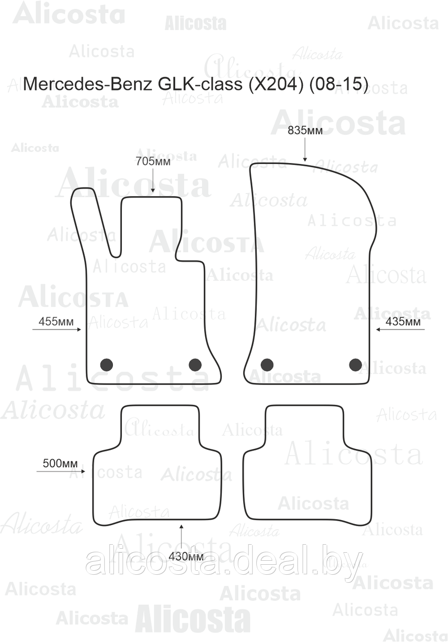 ЭВА автоковрики Mercedes-Benz GLK-class (X204) (08-15) Салон, Ромб, Черный - фото 1 - id-p199190123