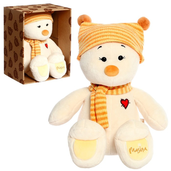 Мягкая игрушка «Медведь Masha» в шапке, 30 см - фото 1 - id-p199291026