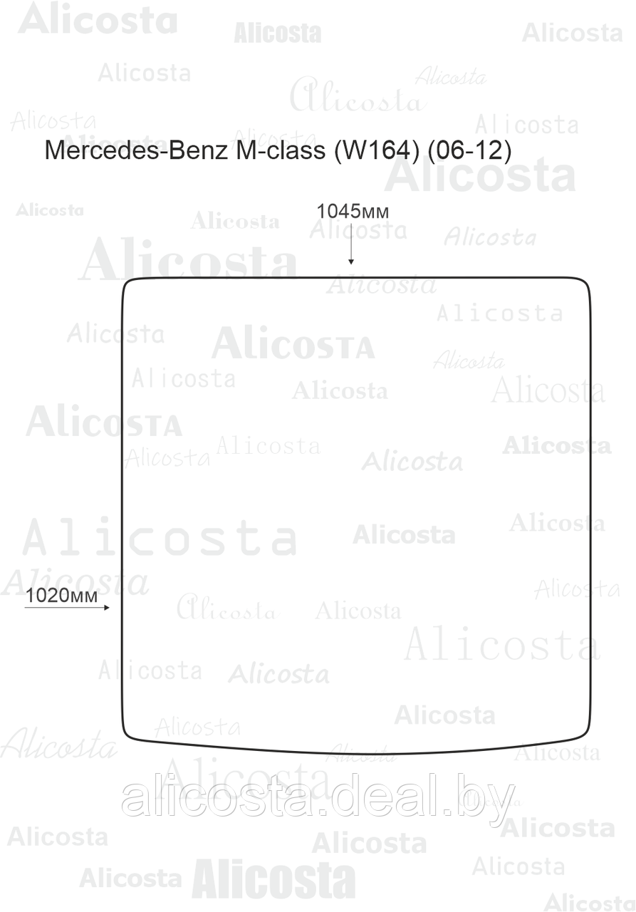 Ворсовый автоковрик Mercedes-Benz M-class (W164) (06-12) Багажник, Premium, Черный - фото 1 - id-p199190189