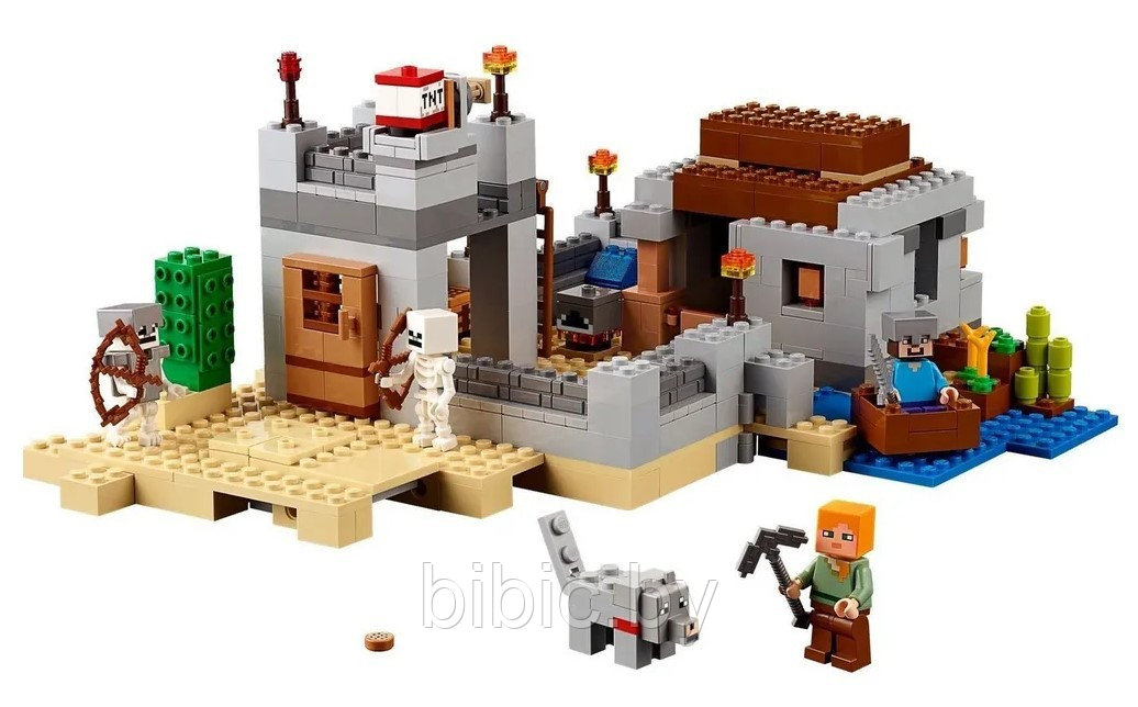 Детский конструктор Minecraft Майнкрафт Пустынная станция домик 10392 серия my world блочный аналог лего lego - фото 3 - id-p199295953