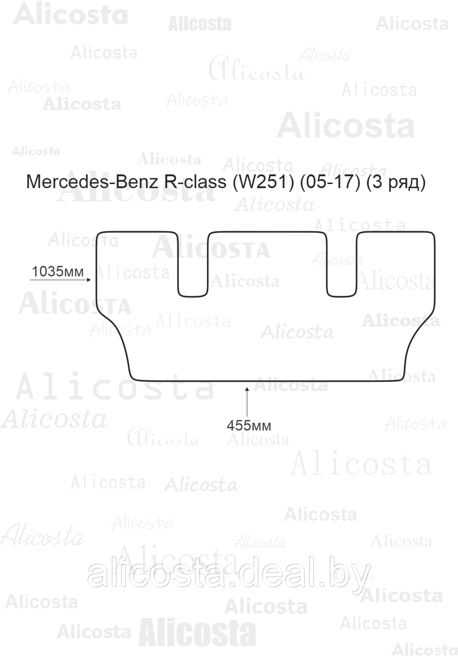 Ворсовый автоковрик Mercedes-Benz R-class (W251) (05-17) (3-ряд), Premium, Черный - фото 1 - id-p199190225