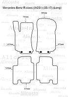 ЭВА автоковрики Mercedes-Benz R-class (W251) (05-17) (Long) Салон, Шестиугольник, Черный