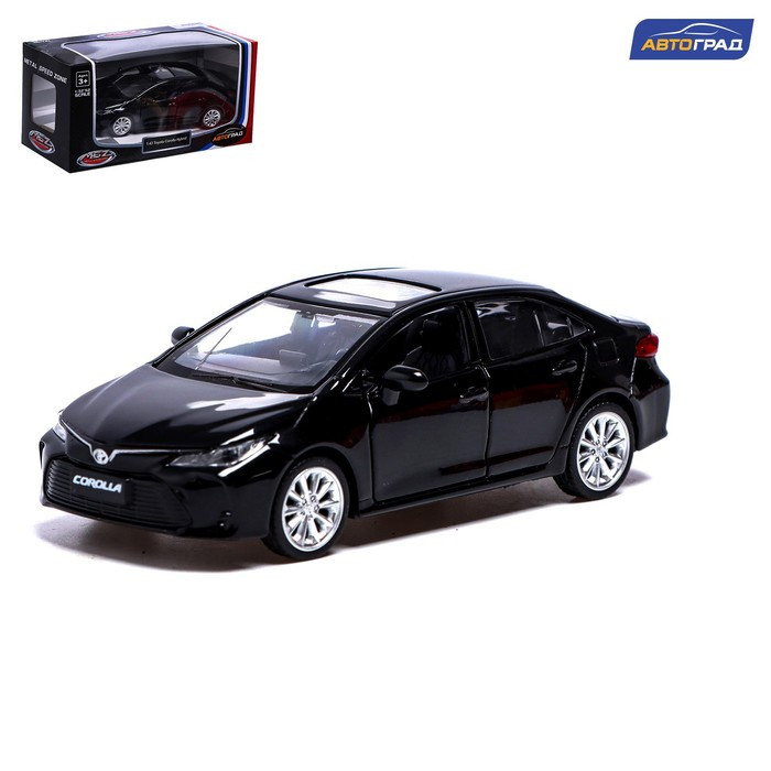 Машина металлическая TOYOTA COROLLA HYBRID, 1:43, инерция, открываются двери, цвет чёрный - фото 1 - id-p199296873