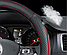 Оплетка - чехол на руль автомобиля классический, экокожа с перфорацией, М 37-39 см. Черный с синей строчкой, фото 4
