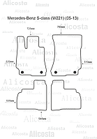 ЭВА автоковрики Mercedes-Benz S-class (W221) (05-13) Салон, Шестиугольник, Черный