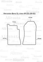 Ворсовые автоковрики Mercedes-Benz SL-class (R129) (89-00) Салон, Standart, Черный